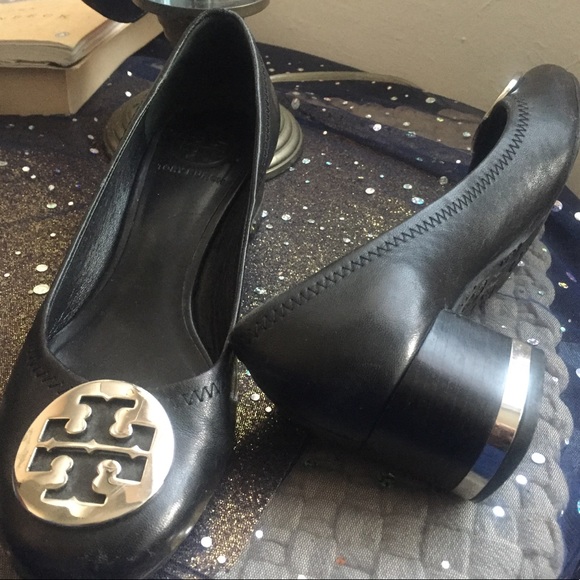 Tory Burch Shoes - TORY BURCH Block BLK SLVR LEATHER Heels LUX